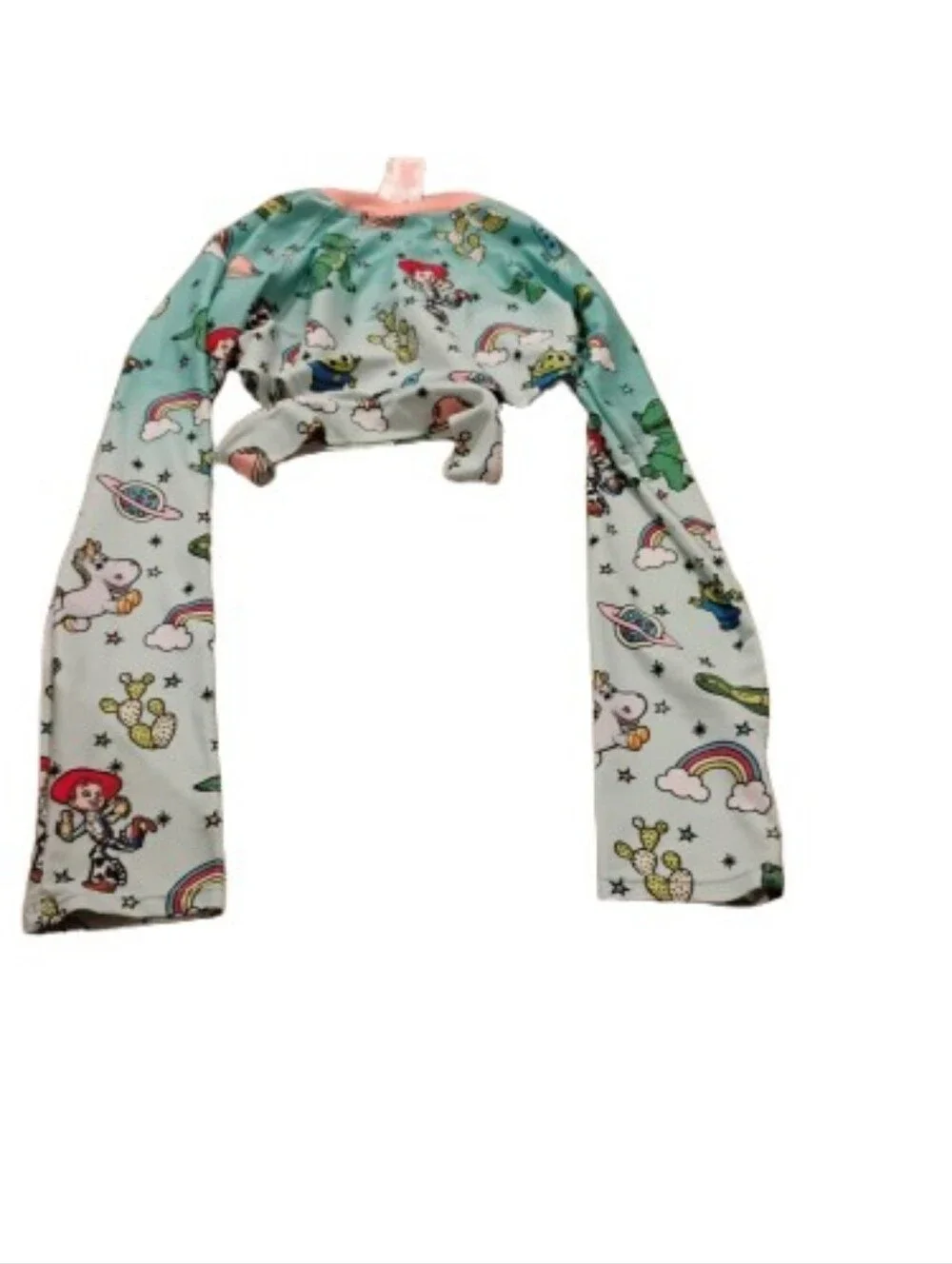 Disney Girls Toy Story Novelty Print Long Sleeve Cutout Side Rashguard Top 9/10